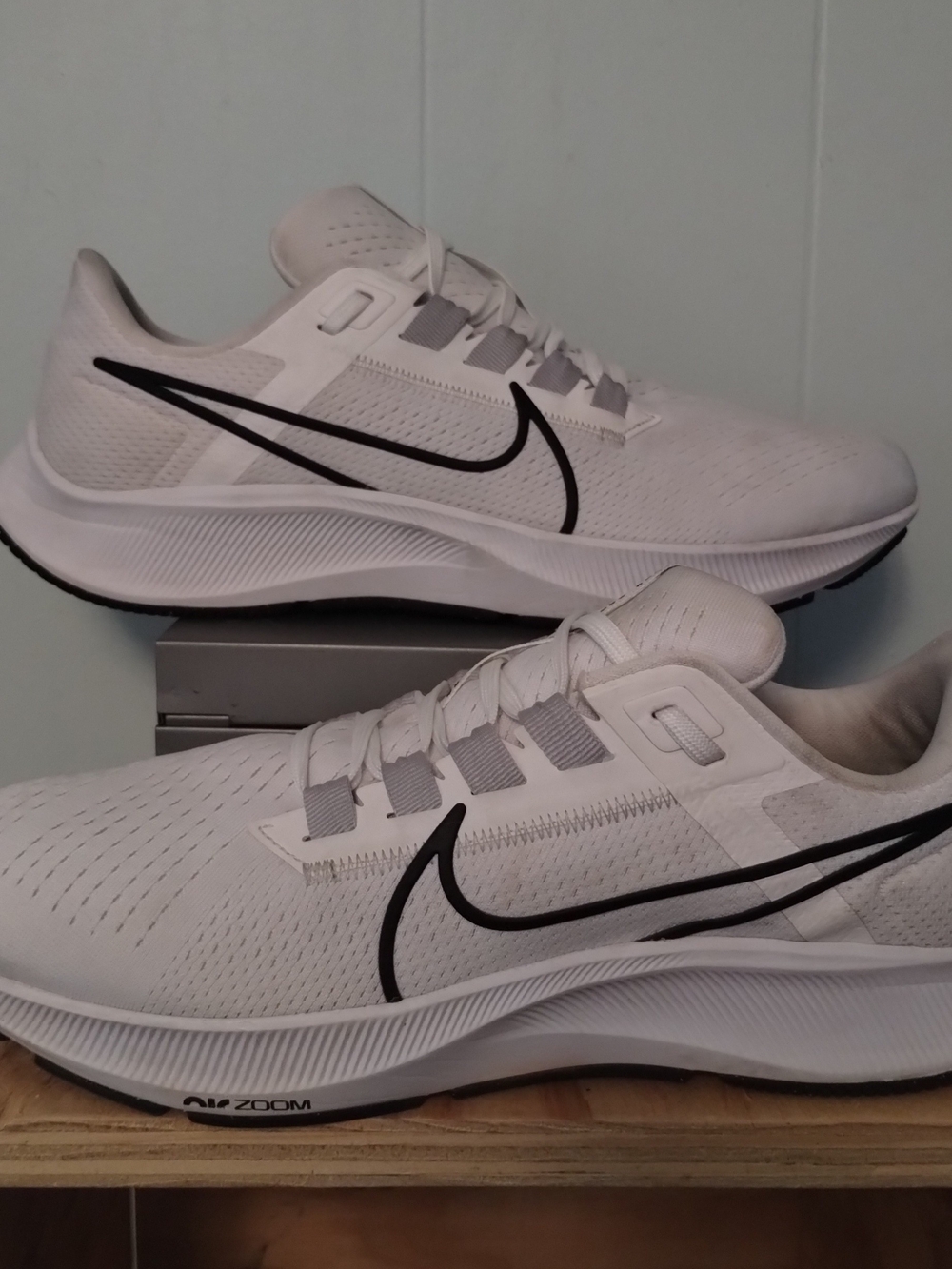 Nike Air Zoom Pegasus White Running Shoes with Black Swoosh